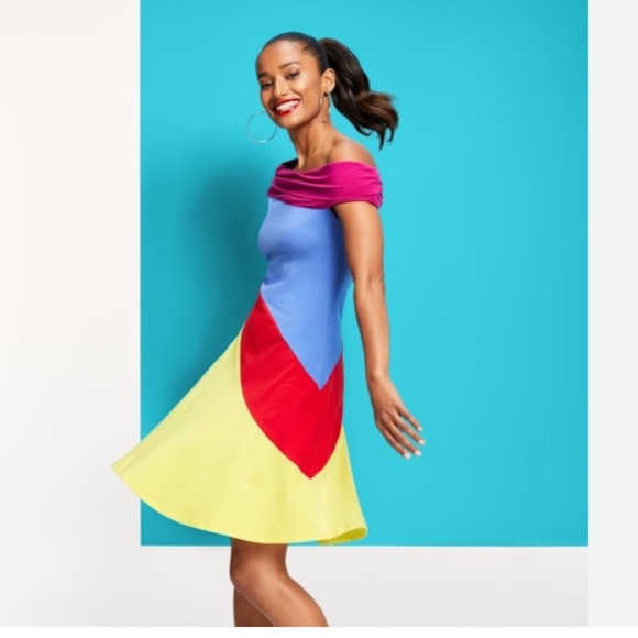 Stephen Burrows for Target Women's Colorblock Off the Shoulder Dress - Picture 3 of 6